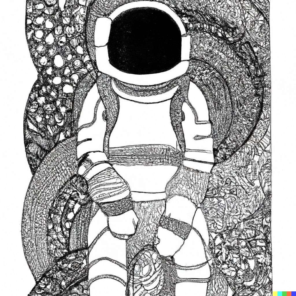 an astronaut, zentangle drawing